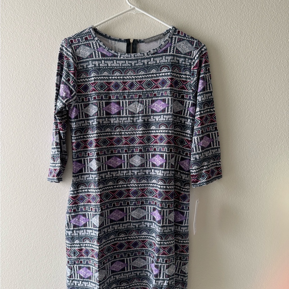 Geometric Patterned Dress - Purple and Black
